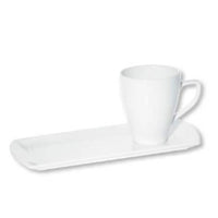 FORTIS Prima White Ceramic Coffee Mug with Rectangular Tray | Stylish Drinkware