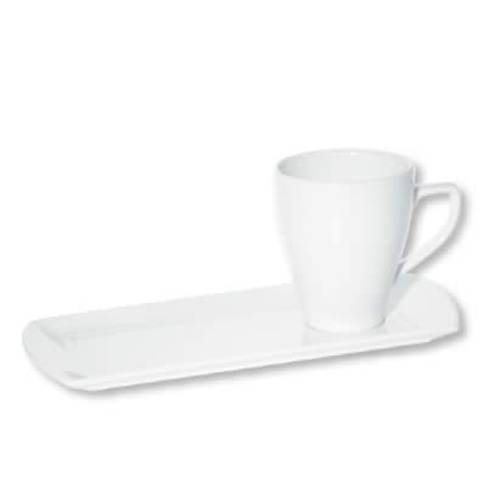 FORTIS Prima White Ceramic Coffee Mug with Rectangular Tray | Stylish Drinkware