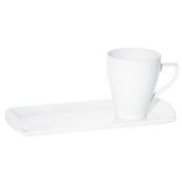 Fortis Prima White Saucer Tray, 29x13cm. Elegant porcelain tray perfect for coffee cups. Shop now at chavda.com!