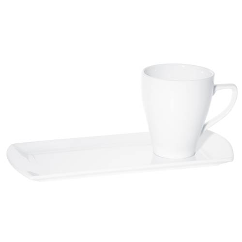 Fortis Prima White Saucer Tray, 29x13cm. Elegant porcelain tray perfect for coffee cups. Shop now at chavda.com!