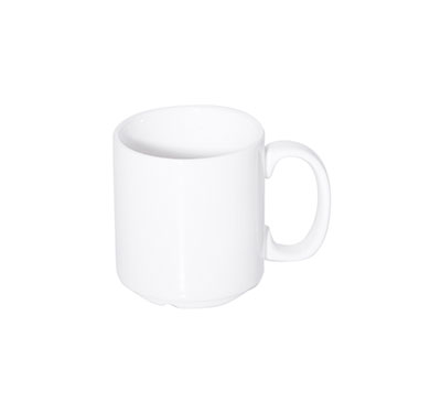 FORTIS Prima White Stacking Mug - Durable Catering Mug - Commercial Restaurant Coffee/Tea Mug - Stackable Design