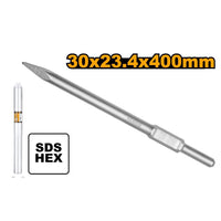 INGCO SDS HEX Pointed Chisel 30x400mm - Heavy Duty Concrete Breaker Bit for Demolition - chavda.com