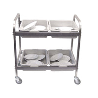 GLOBAL Dish Clearing Trolley S/Steel With 4 Tote Boxes 870Mm X 545Mm X 930Mm - DCT1002