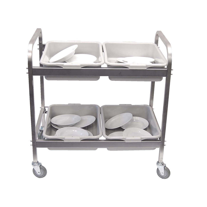 GLOBAL Dish Clearing Trolley S/Steel With 4 Tote Boxes 870Mm X 545Mm X 930Mm - DCT1002