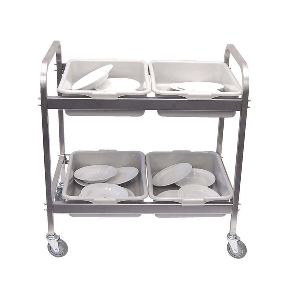 GLOBAL Dish Clearing Trolley S/Steel With 4 Tote Boxes 870Mm X 545Mm X 930Mm - DCT1002
