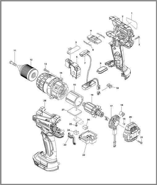Makita ARMATURE for DHP458 Cordless Drill Drivers Spares - 619496-0