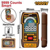 INGCO DM110004 Digital Multimeter 9999 Counts: Electrical Tester, Hand-held, Measurements. Reliable Tool Image.