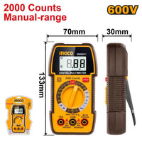 INGCO Digital Multimeter DM360011: Electrical Tester, 2000 Counts, Manual Range