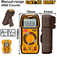 INGCO Digital Multimeter DM36002 - 4000 Counts Electrical Tester, Manual Range - CAT III 600V