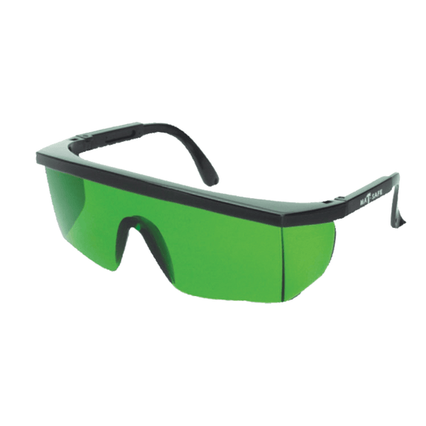 Green Tint Safety Glasses - MatSafe Black Frame for Grinding & Cutting by Chavda