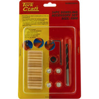Tork Craft Doweling Accessory Set - 34pc 6mm - Woodworking Dowel Kit with Pins, Drill Bit, & Centers