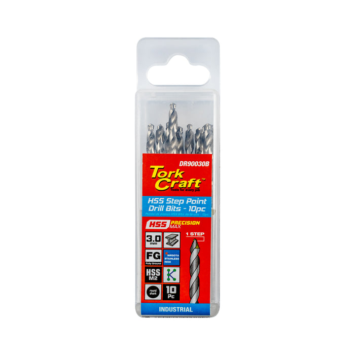 TORK CRAFT : Precision-max Step . 3.0mm Hss Drill 10 Pack : DR90030B
