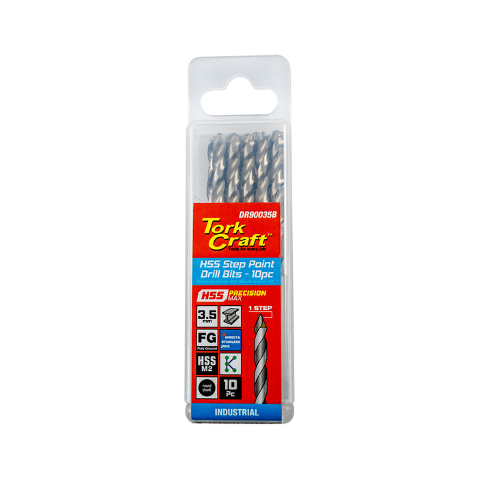 Tork Craft Precision Max Step Point 3.5 Mm Hss Drill 10 Pack Dr90035 B