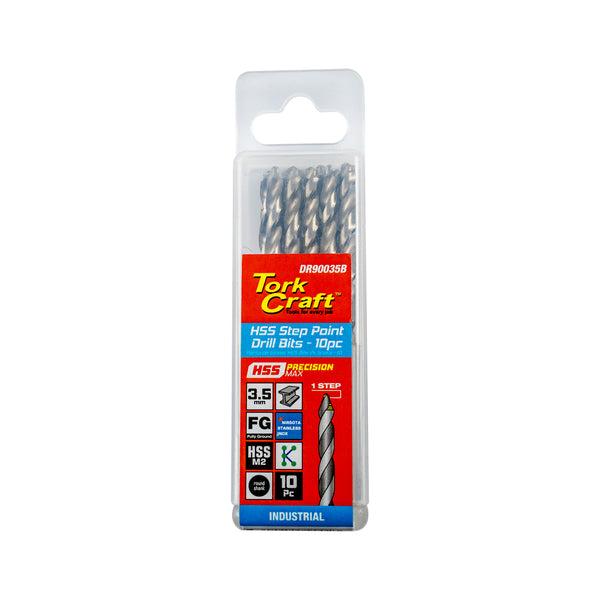 Tork Craft Precision Max Step Point 3.5 Mm Hss Drill 10 Pack Dr90035 B