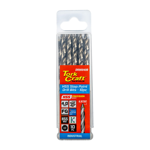 Tork Craft 4.0mm HSS Step Point Drill Bits - 10 Pack | Industrial Grade