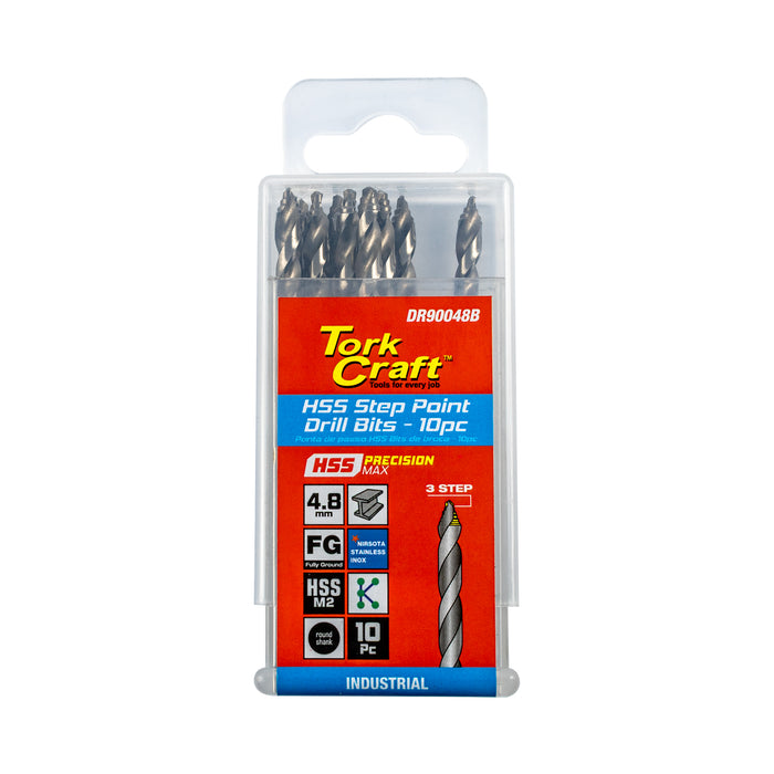 Tork Craft Precision Max Step Point 4.8 Mm Hss Drill 10 Pack Dr90048 B