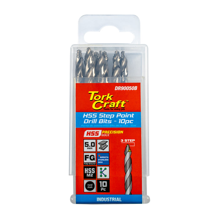 TORK CRAFT : Precision-max Step . 5.0mm Hss Drill 10 Pack : DR90050B
