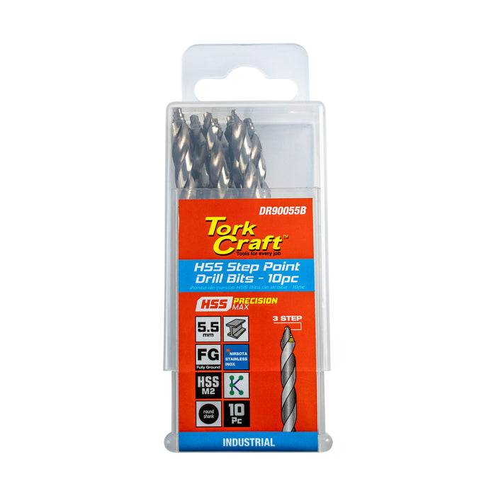 TORK CRAFT : Precision-max Step . 5.5mm Hss Drill 10 Pack : DR90055B