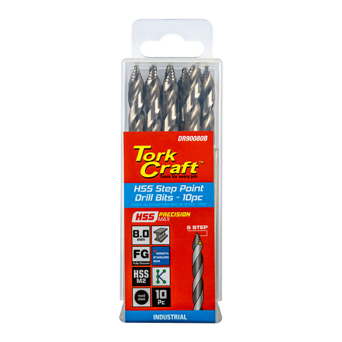 TORK CRAFT : Precision-max Step . 8.0mm Hss Drill 10 Pack : DR90080B