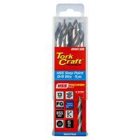 Tork Craft HSS Step Drill Bits, 13mm, 5-Pack. High-Speed Steel Drill Bit Set for Metal, Wood, and Plastic.