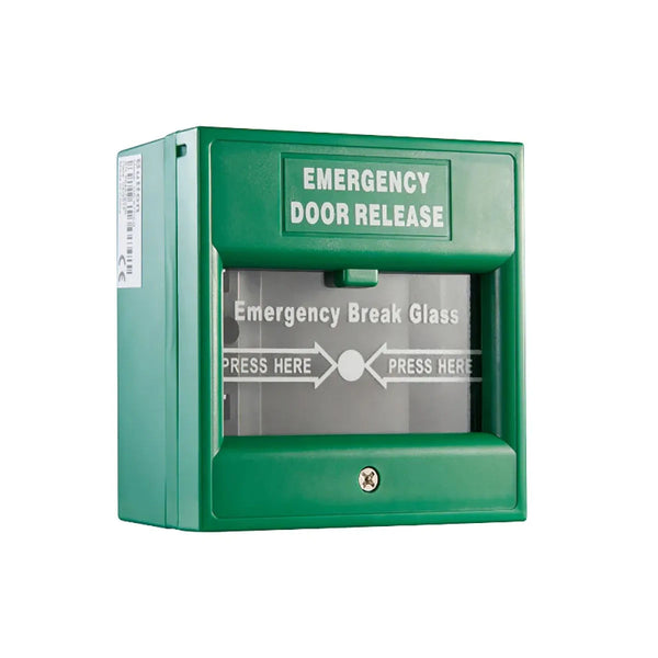 HIKVISION Emergency Break Glass Box - Door Release, Access Control, Emergency Break Glass, Green Box