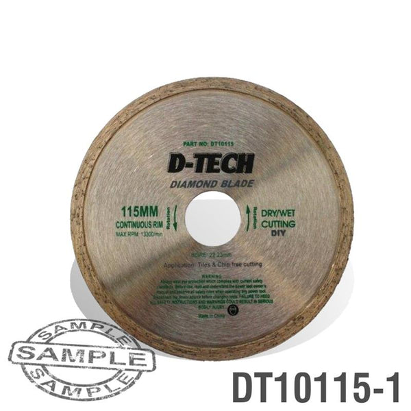 DIAMOND BLADE CONTINUOUS RIM 115X22.23MM CERAMIC/MARBLE