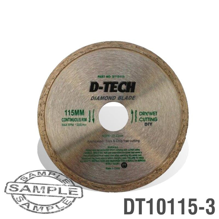 DIAMOND BLADE CONTINUOUS RIM 115X22,23MM CERAMIC/PORCELAIN