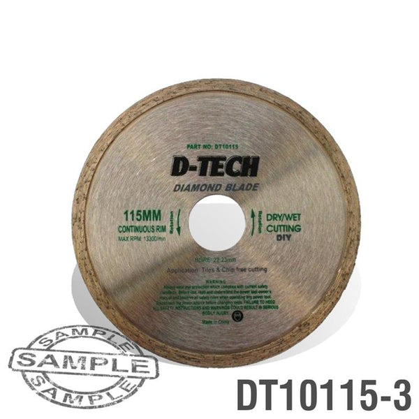 DIAMOND BLADE CONTINUOUS RIM 115X22,23MM CERAMIC/PORCELAIN