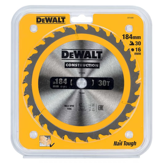 DeWalt Circular Saw Blade 184x16mm 30T DT1940-QZ