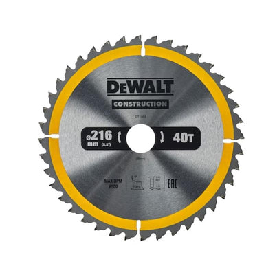 DEWALT Mitre Saw Blade 216mm 40T - DT1953-QZ. 8.5 inch Construction Blade for Wood, Plastic, and Metal Cutting.