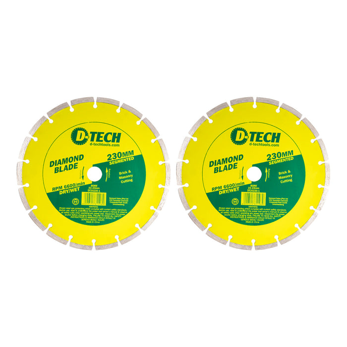 D-Tech 230mm Diamond Blade Segmented - Brick & Masonry Cutting Power Tool Accessory