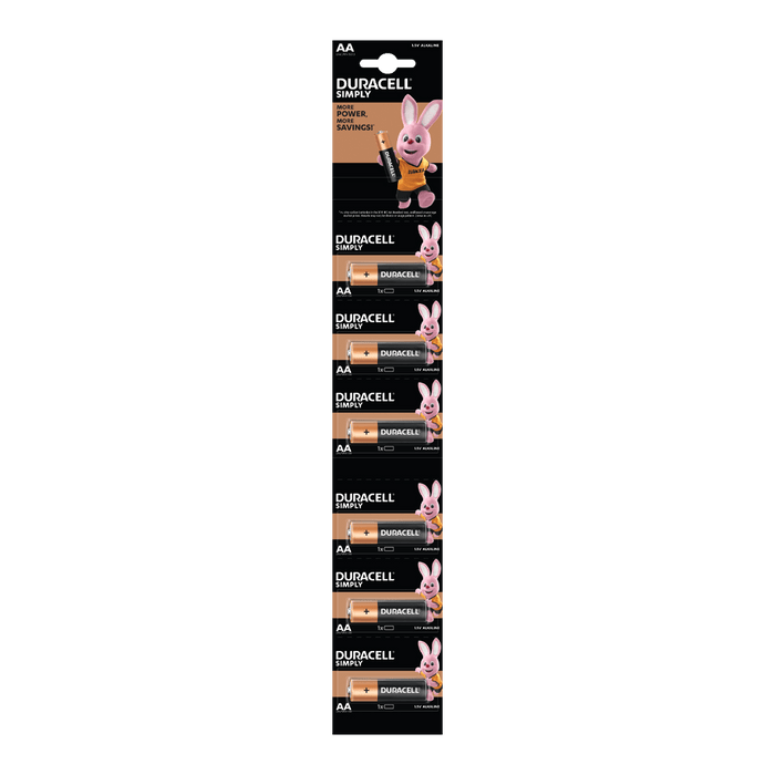 Duracell Simply AA Batteries - 6-Pack Strip | Long-Lasting Power, Great Value