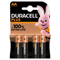 Duracell AA Plus Batteries - Pack of 4 | 100% Extra Life | High Performance Alkaline Batteries