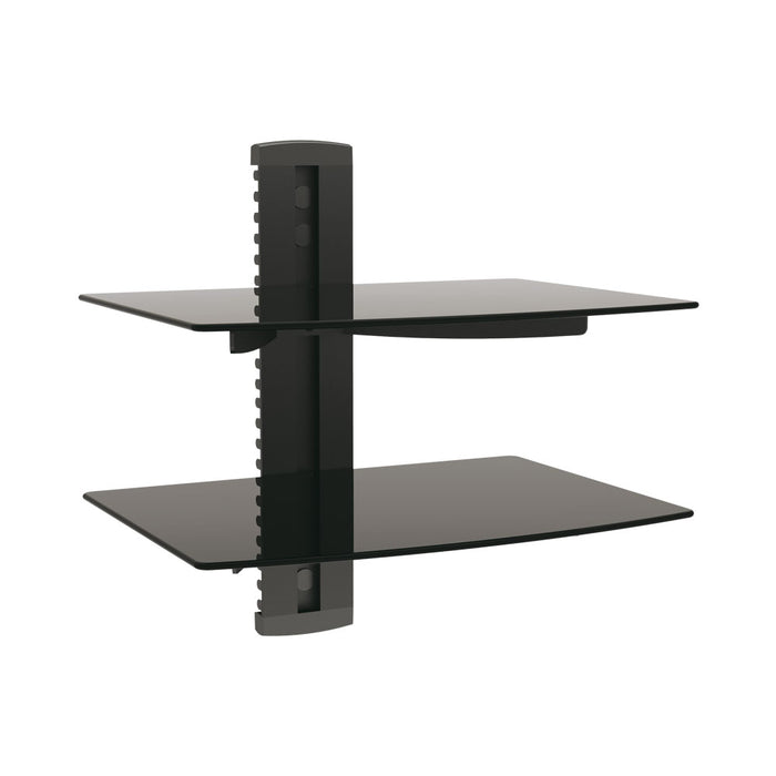 BRACKET DVD,2 SHELVES 6MM BLACK GLASS, 8KG.. - BRK-DVD-212B