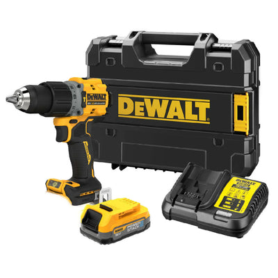 DEWALT 18V Brushless POWERSTACK Hammer Drill Kit DCD805E1T-QW - Cordless Power Tool with Battery, Charger & Case