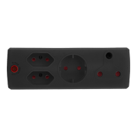 EA009BLK - ADAPTOR 1X16A+2X5A+1XSK BLACK E/MATE