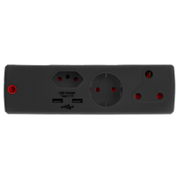 EA011BLK - ADAPTOR 1X16A+1X5A+1SK+2USB BLACK E/MATE