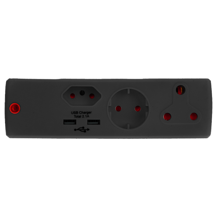 EA011BLK - ADAPTOR 1X16A+1X5A+1SK+2USB BLACK E/MATE