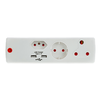 EA011L - ADAPTOR 1X16A+1X5A+1SK+2USB WHITE E/MATE