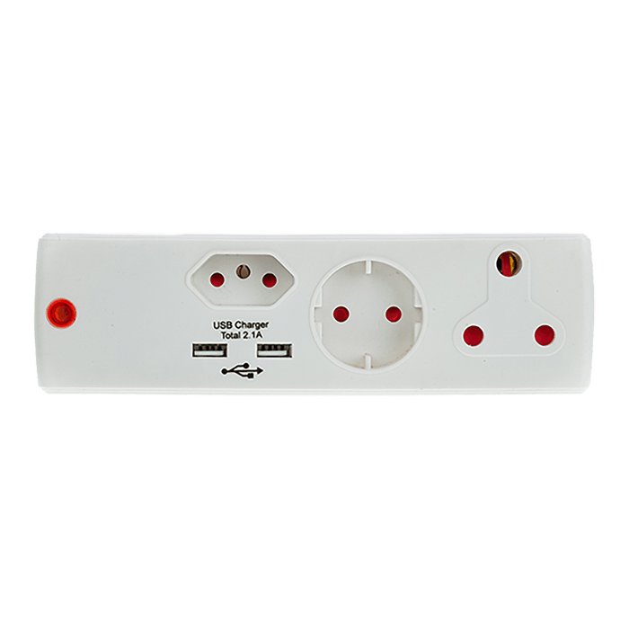 EA011L - ADAPTOR 1X16A+1X5A+1SK+2USB WHITE E/MATE