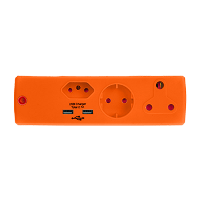 EA011OR - ADAPTOR 1X16A+1X5A+1SK+2USB ORANG E/MATE