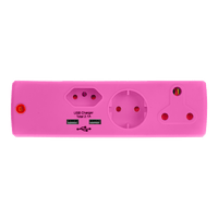 EA011P - ADAPTOR 1X16A+1X5A+1SK+2USB PINK E/MATE