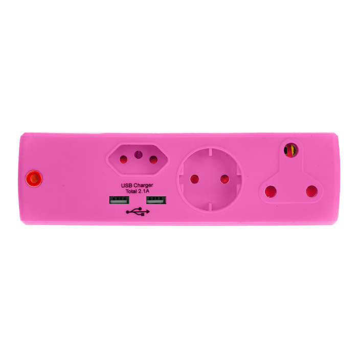 EA011P - ADAPTOR 1X16A+1X5A+1SK+2USB PINK E/MATE