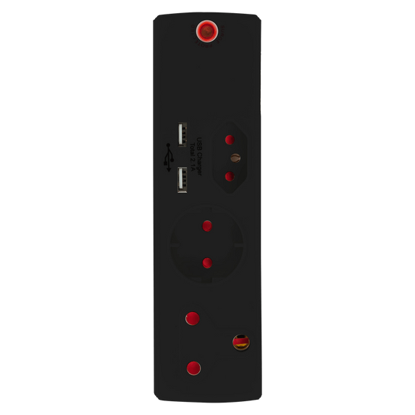 Adaptor 1 X16 A+1 X5 A+1 Sk+2 Usb Black+Surge Ea011 Sblk