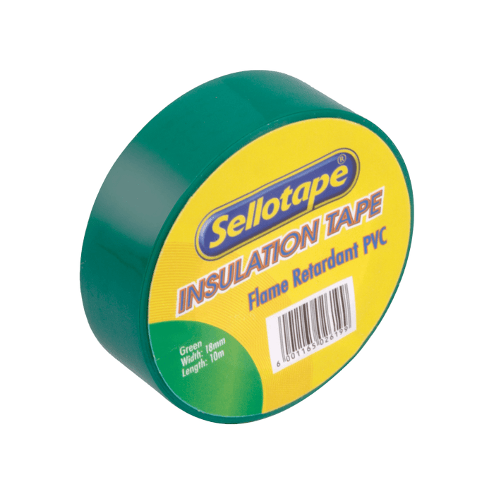 Sellotape Green Insulation Tape - Flame Retardant PVC Electrical Tape
