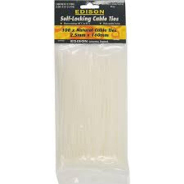 Edison NATURAL CABLE TIES12.7x580mm (PK-100)