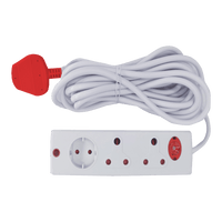Multiplug Extension Lead Surge Protector - 3m Cord, Power Strip with Safety Shutters, Extension Socket