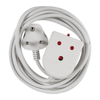 3M White 16A Extension Cord with Indian Plug & LED Indicator - Power Extension Lead