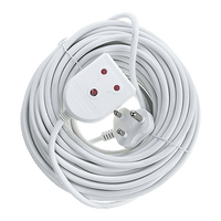 White Extension Lead 16A 20M, Medium-Duty Power Cord, Safety Shutter Sockets, LED Indicator