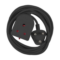 Black 10A Extension Lead 3M - E/MATE EE022BLK - Safety Shuttered Power Cord with LED Indicator